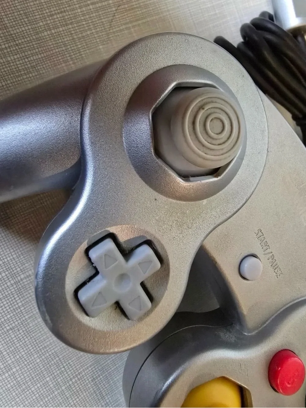 Nintendo Silver GameCube Controller with Green A, Red B, Yellow C-stick